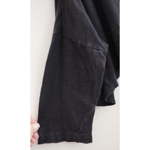 Shirin Guild Women's Sz S US Black Linen Boxy Cropped 3/4 Sleeve Shirt Top - Picture 4 of 6